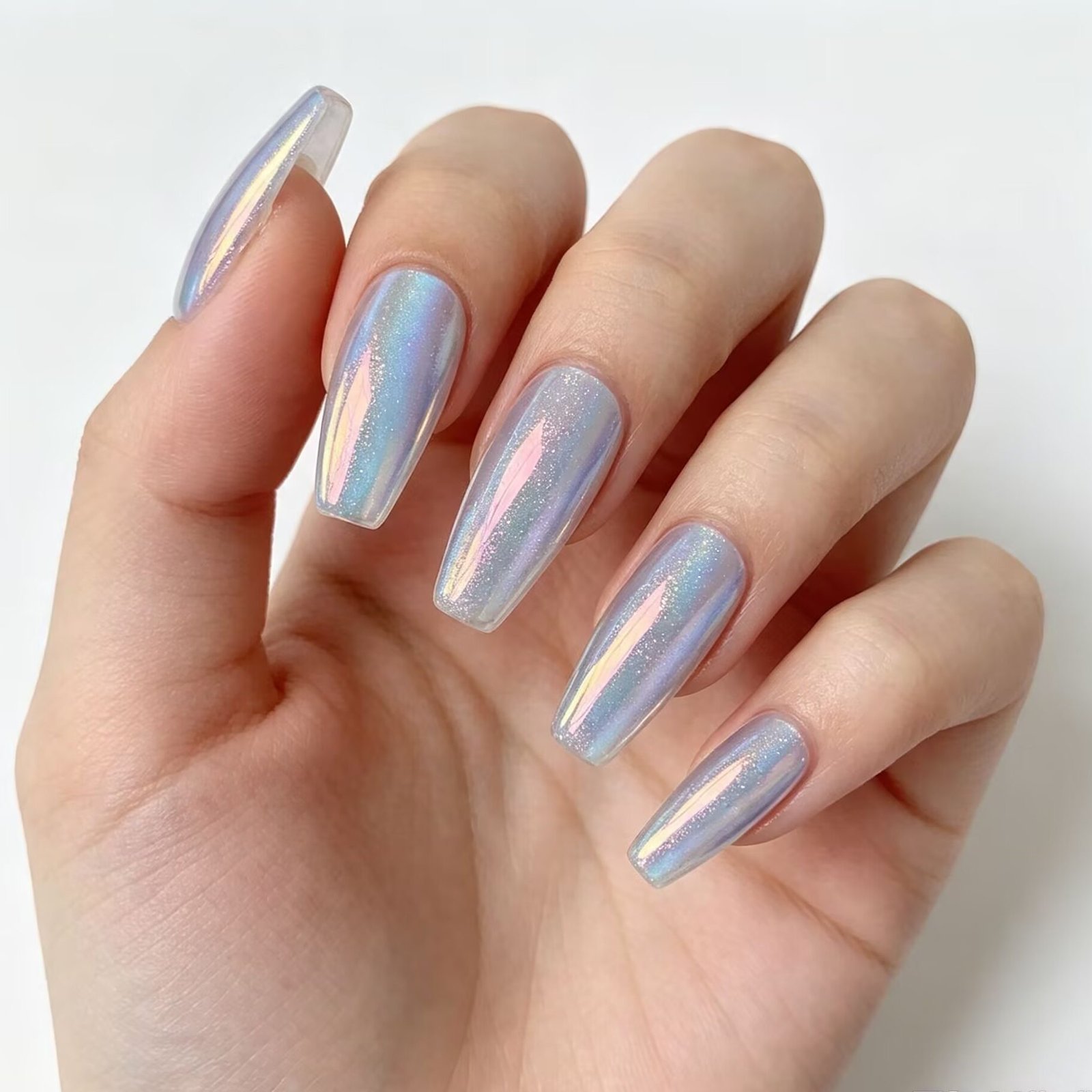 Electroplated Cyan Blue Nail Tips - Image 2